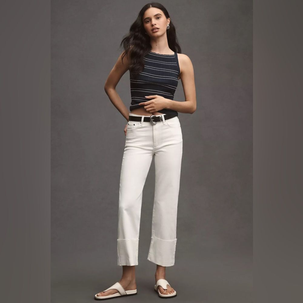 Anthropologie Pilcro High-Rise Cuffed Straight-Leg Jeans